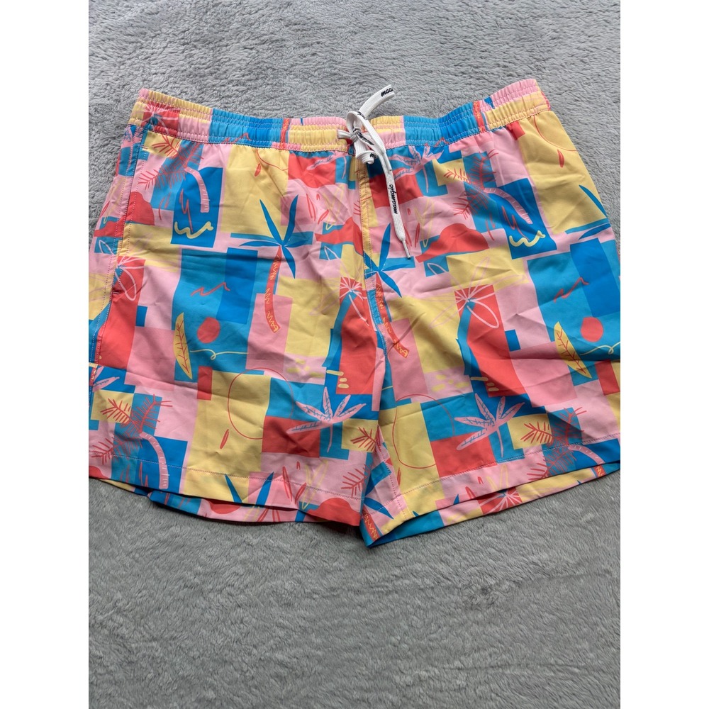 Maamgic Mens Swim Trunks XXL 80s Retro Geometric Palm Tree Print Multicolor NWT